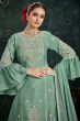 Pastel Green Chinnon Long Choli Lehenga