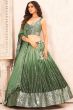 Dusty Green Georgette Sequins Embroidered Lehenga