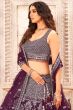 Purple Thread Georgette Embroidered Lehenga