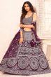 Purple Thread Georgette Embroidered Lehenga