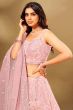 Pastel Pink Net Embroidered Lehenga