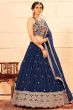 Blue Sequins Embroidered Georgette Lehenga