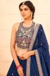Blue Sequins Embroidered Georgette Lehenga