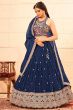 Blue Sequins Embroidered Georgette Lehenga