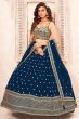 Blue Embroidered Georgette Lehenga