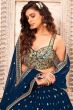 Blue Embroidered Georgette Lehenga