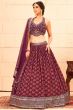 Maroon Sequins Embroidered Georgette Lehenga