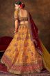 Mustard Yellow Velvet Embroidered Lehenga