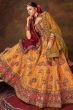 Mustard Yellow Velvet Embroidered Lehenga
