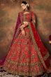 Red Velvet Embroidered Lehenga
