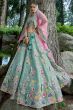 Mint Blue Silk Embroidered Lehenga