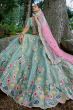 Mint Blue Silk Embroidered Lehenga