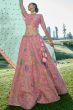 Light Pink Resham Silk Embroidered Lehenga