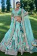 Mint Blue Embroidered Silk Panelled Lehenga