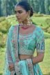 Mint Blue Embroidered Silk Panelled Lehenga