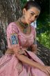 Light Pink Embroidered Silk Panelled Lehenga