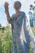 Muted Grey Stone Embroidered Silk Panelled Lehenga