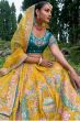Mustard Yellow Embroidered Silk Panelled Lehenga