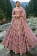 Dusty Pink Embroidered Silk Panelled Lehenga