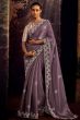 Heather Purple Embroidered Fancy Fabric Silk Saree
