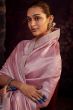 Grey and Pink Embroidered Fancy Fabric Silk Saree