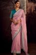 Baby Pink Embroidered Fancy Fabric Silk Saree