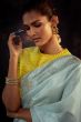 Light Blue Embroidered Fancy Fabric Silk Saree