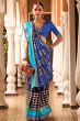 Blue Ethnic Motif Printed Fancy Silk Saree