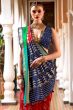 Cherry Red Ethnic Motif Printed Fancy Silk Saree
