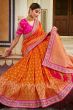Orange Silk Printed Saree with Tassels