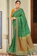 Green Silk Printed Saree with Tassels