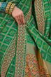 Green Silk Printed Saree with Tassels