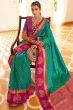 Persian Green Soft Banarasi Saree With Copper Weaving