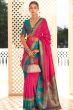 Ruby Pink Soft Banarasi Saree With Copper Weaving