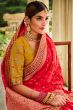 Red Silk Small Motifs Printed Saree with Tassels