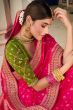 Pink Silk Printed Saree with Tassels