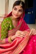 Pink Silk Printed Saree with Tassels