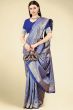 Dark Blue Weaved Jacquard Saree