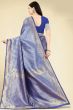 Dark Blue Weaved Jacquard Saree