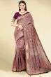 Wine Weaved Jacquard Saree