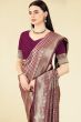 Wine Weaved Jacquard Saree