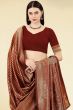 Maroon Weaved Jacquard Saree