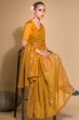 Mustard Yellow Georgette Saree with Sequins Work