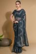 Deep Blue Georgette Saree with Sequins Work