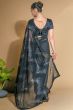 Deep Blue Georgette Saree with Sequins Work