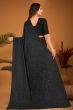 Black Embroidered Georgette Partywear Saree
