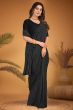 Black Embroidered Georgette Partywear Saree