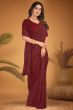 Dark Maroon Embroidered Georgette Partywear Saree