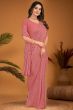 Light Pink Embroidered Georgette Partywear Saree