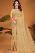Light Gold Embroidered Georgette Partywear Saree